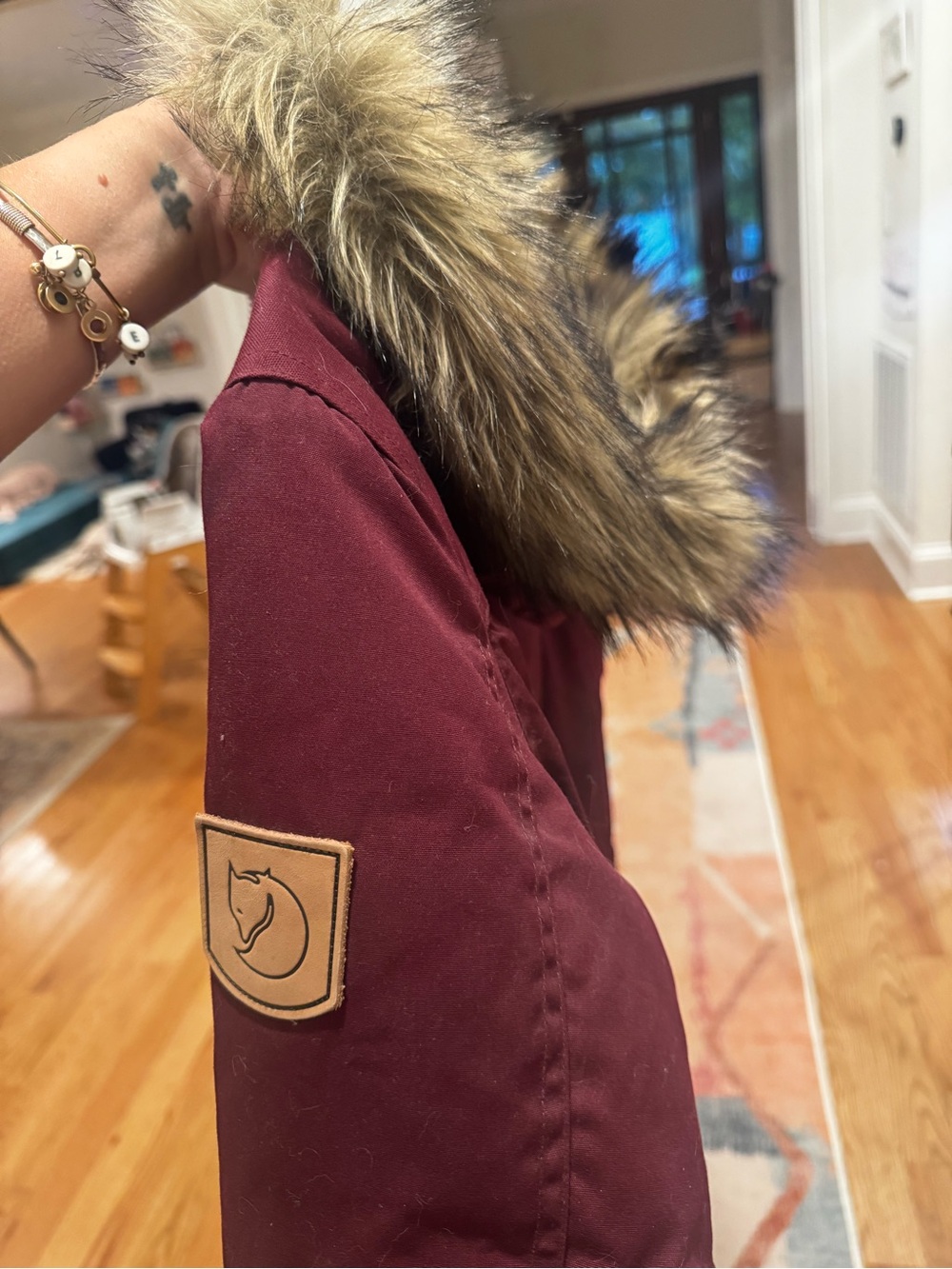 Fjallraven Women's Burgundy Ski Parka with Faux Fur Hood - Picture 3 of 3